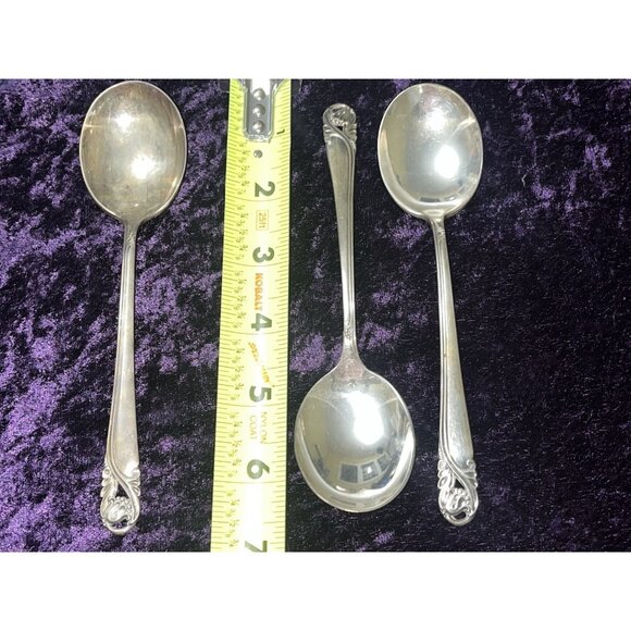 3 Sterling Soup Spoon 110 g 6.5 Inch Flatware Spring Glory International Silver - Picture 8 of 10